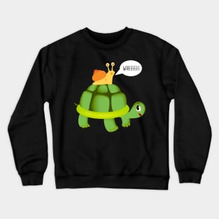 Cute Snail Riding on Turtle Yelling Whee Animals Crewneck Sweatshirt